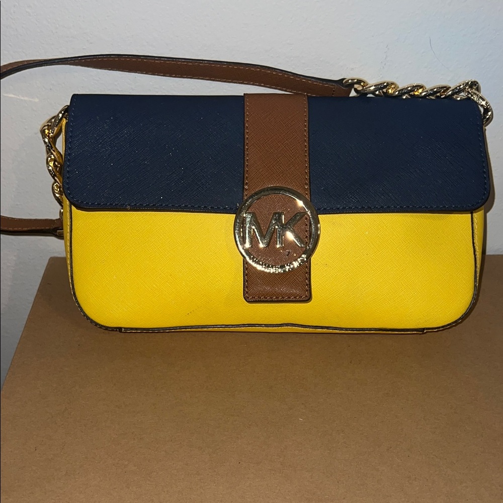 Michael Kors Blue and Yellow Crossbody Bag